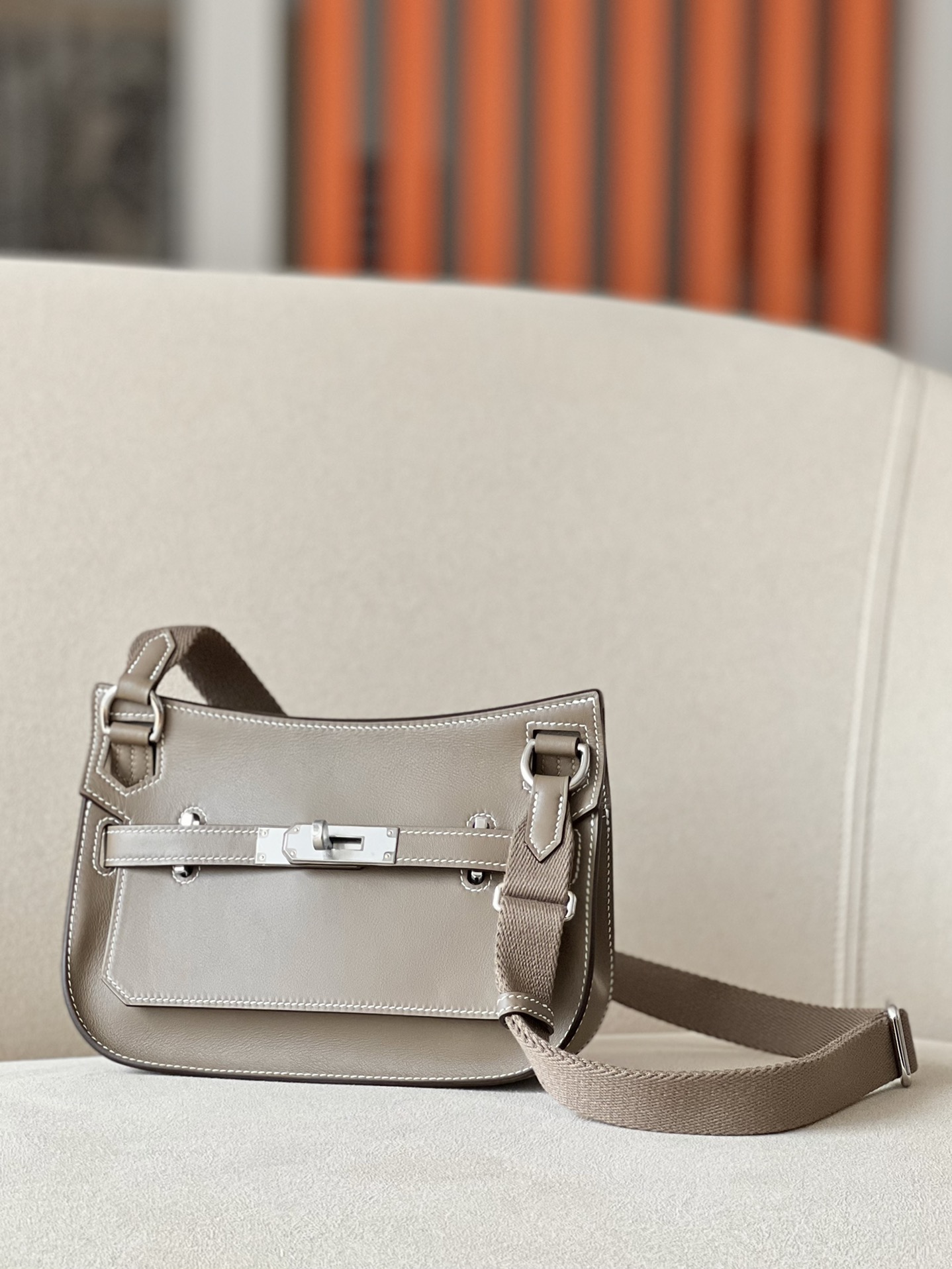 Hermes Jypsiere Mini Shoulder Bag In Gris Mouette Swift Leather